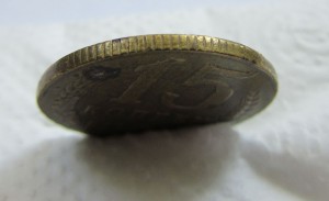 15 копеек 1988 г. в желтом металле.