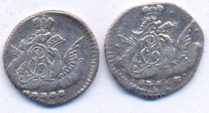 5 коп.1757 г.+ 5 коп. 1758 г.