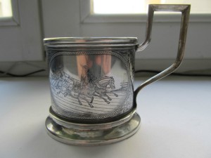 Подстаканник "Тройка" серебро 84, чернь, Густав Клингерт