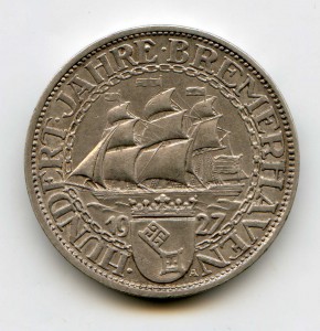 3 МАРКИ 1927 БРЕМЕРХАФЕН