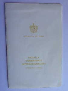 Документ к Кубинской награде для участника ВСО Анадырь