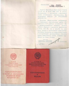 Металлургия Юга,Трудовая Доблесть и др.документы на одного.