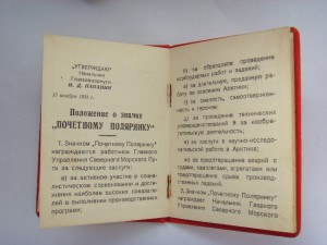 Почётному полярнику №703 - в серебре, с документом, отличный