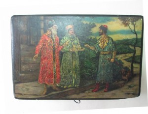 Лаковая чайная шкатулка.Царская россия