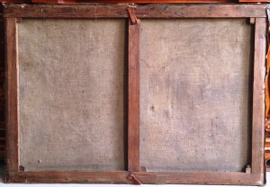 Картина в старинной раме «Лесной пейзаж».