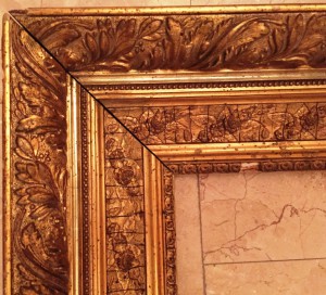 Картина в старинной раме «Лесной пейзаж».