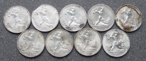Полтинники 1924 года ТР, 9 шт.