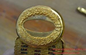 Генеральский ремень с подвесами для кортика, прошит золотой