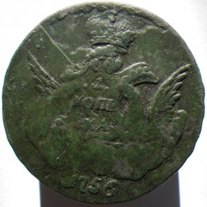 1 копейка 1756 года. Перечекан. Продажа.