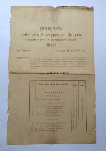 Приказ Войскам Заамурского Округа № 162 ( Харбин )