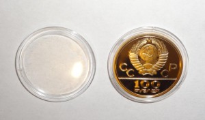 100 рублей,Олимпиада-80,золото