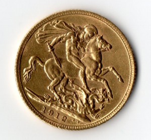 Соверен 1912 года. Золото