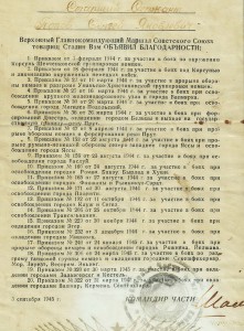 20 Благодарностей в одной Грамоте, 1945 год !!!