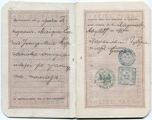 Загранпаспорт певицы Е.И. Коргановой, 1880 год