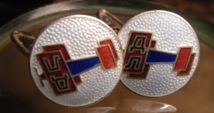 Запонки  ДОБРОЛЁТ, серебро 875-й пробы, эмаль.