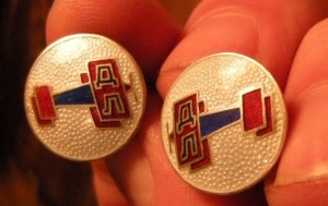 Запонки  ДОБРОЛЁТ, серебро 875-й пробы, эмаль.