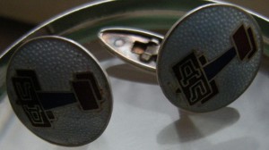 Запонки  ДОБРОЛЁТ, серебро 875-й пробы, эмаль.