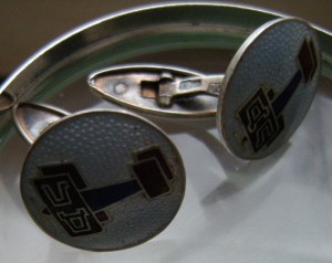 Запонки  ДОБРОЛЁТ, серебро 875-й пробы, эмаль.