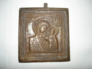 Плашка "Богоматерь Казанская",XIXв.,55на60 мм