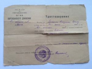 Документы на партизана