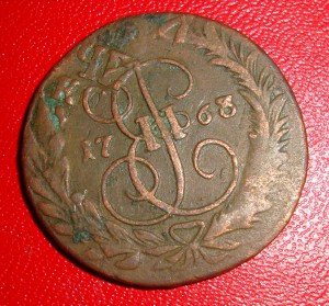 2 копейки 1763 мм (перечекан)