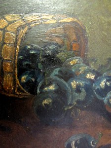 Круглая деревянная пластина с живописью.