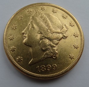 20 долларов США 1899 год,золото