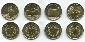 Турция. 1 лира 2015, биметалл. Красная книга 4 шт.