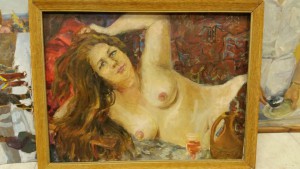 Картина 70х90см. Обнаженная натурщица . Ню . Голышка .