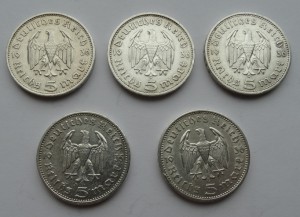 5 марок,5 монет,1935,36 гг.