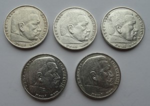 5 марок,5 монет,1935,36 гг.