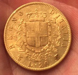 Золото - Эмануэль, 1863, 20 лир