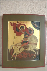 Икона Чудо Святого Георгия о змии (в киоте)