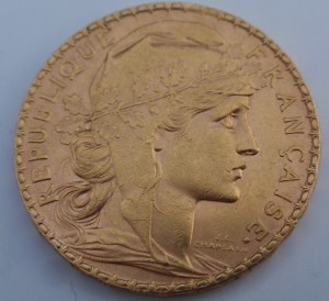 Пять монет по 20 франков 1877-1947 гг.