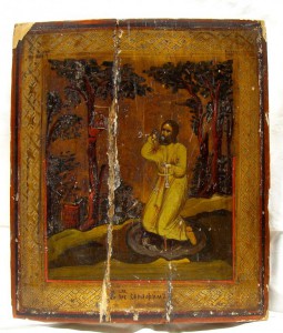 Икона Прп.Серафима Саровского. Моление на камне. БЕЗ НИМБА.