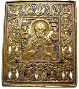 Пластика Никола Угодник,с эмалями.