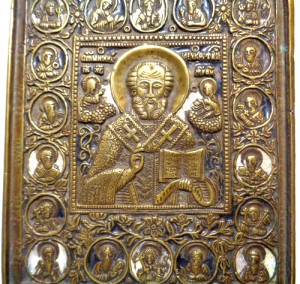 Пластика Никола Угодник,с эмалями.