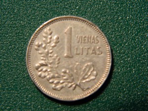 ЛИТВА. 1925Г. 1 ЛИТ. СЕРЕБРО.