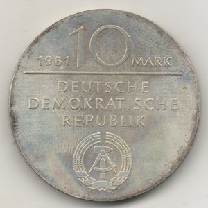 ГДР 1981 Hegel 10 марок Серебро