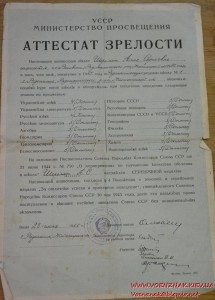 Школьная серебряная медаль с аттестатом УРСР, диаметр 32 мм