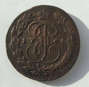 5 копеек 1764г (М М) перечекан с барабанов