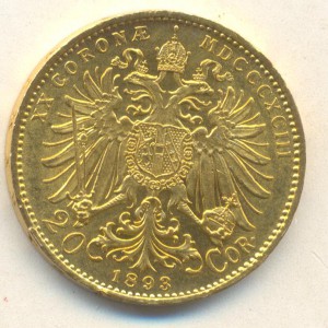 20 корон Австро-Венгрия золото.