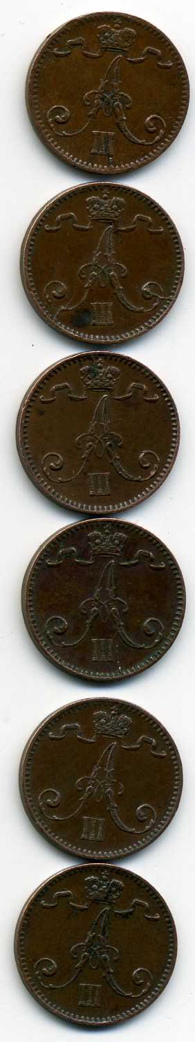 Русско- Финские 1 пенни  Александр III