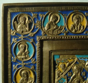 Икона Знамение 151х129 5 эмалей