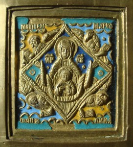Икона Знамение 151х129 5 эмалей