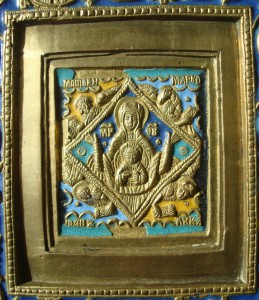 Икона Знамение 151х129 5 эмалей