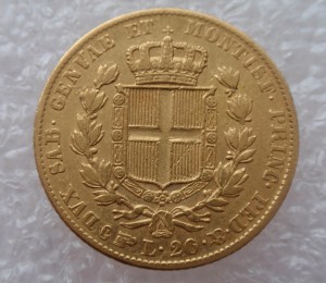 20 лир 1834 года .Сардиния.