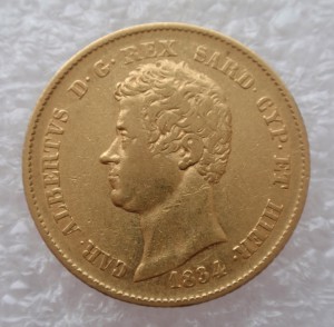 20 лир 1834 года .Сардиния.