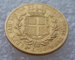 20 лир 1834 года .Сардиния.