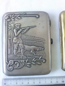 продам 2 портсигара по теме ОХОТА, охотник с собакой